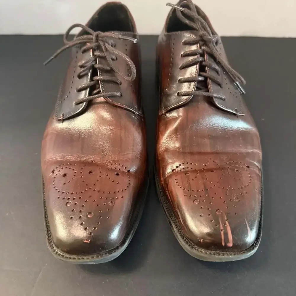 Belvedere‎ Concord Brown Leather Brogue Oxford Shoes Size 8.5D